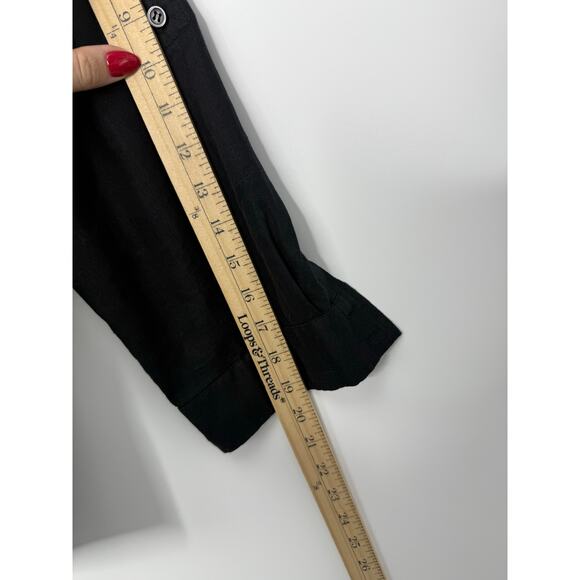 Liz Claiborne Black Linen Pintuck Button Front Shirt Blouse Women’s L Minimalist - Picture 7 of 9